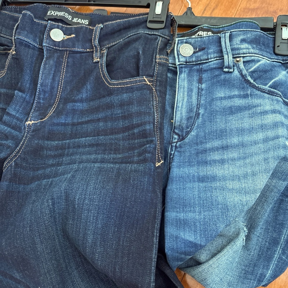 Express Women’s Jeans Size 2 Bundle Wide Leg DarkWash AnkleLegging MidRise Denim